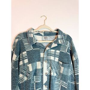 FIBRES Blue Patterned Shacket Button Up XL